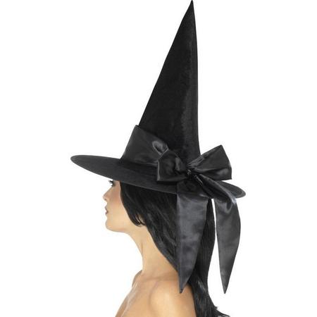 SMIFFYS - Zwarte hoed met zwarte strik voor vrouwen - Hoeden > Punthoeden